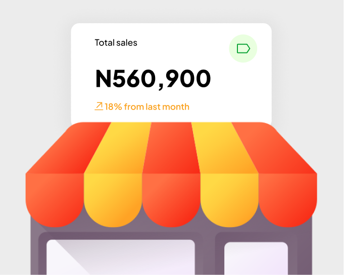 Shop illustration with total sales